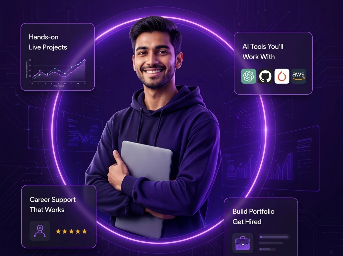 Student learning AI-powered digital skills at Skillyuni career accelerator in Dehradun